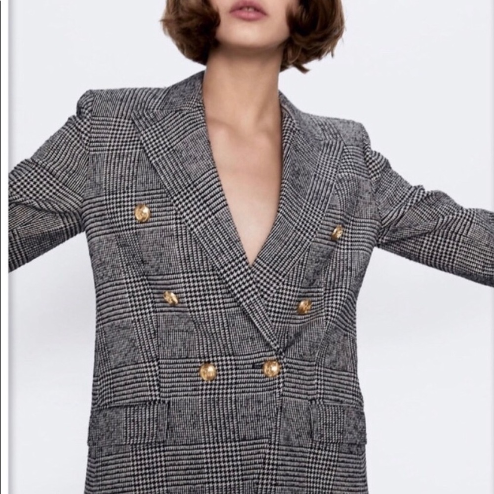 Zara plaid double breasted Jacket - Picture 3 of 9